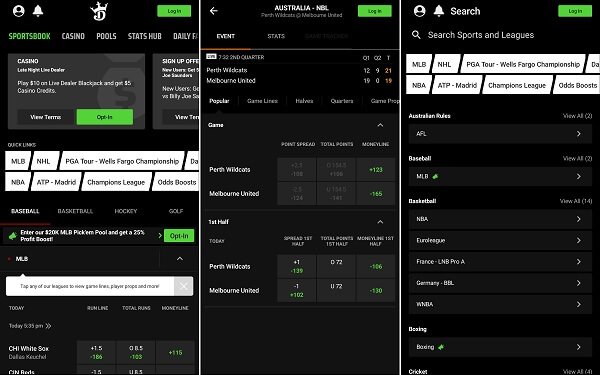 DraftKings sportsbook app interface