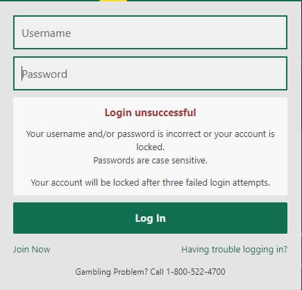 bet365 cannot log in