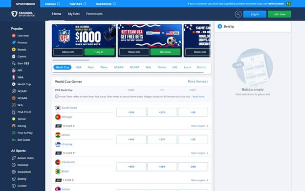 FanDuel Sportsbook Homepage