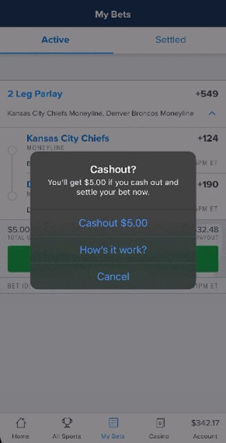 FanDuel Cash Out Example