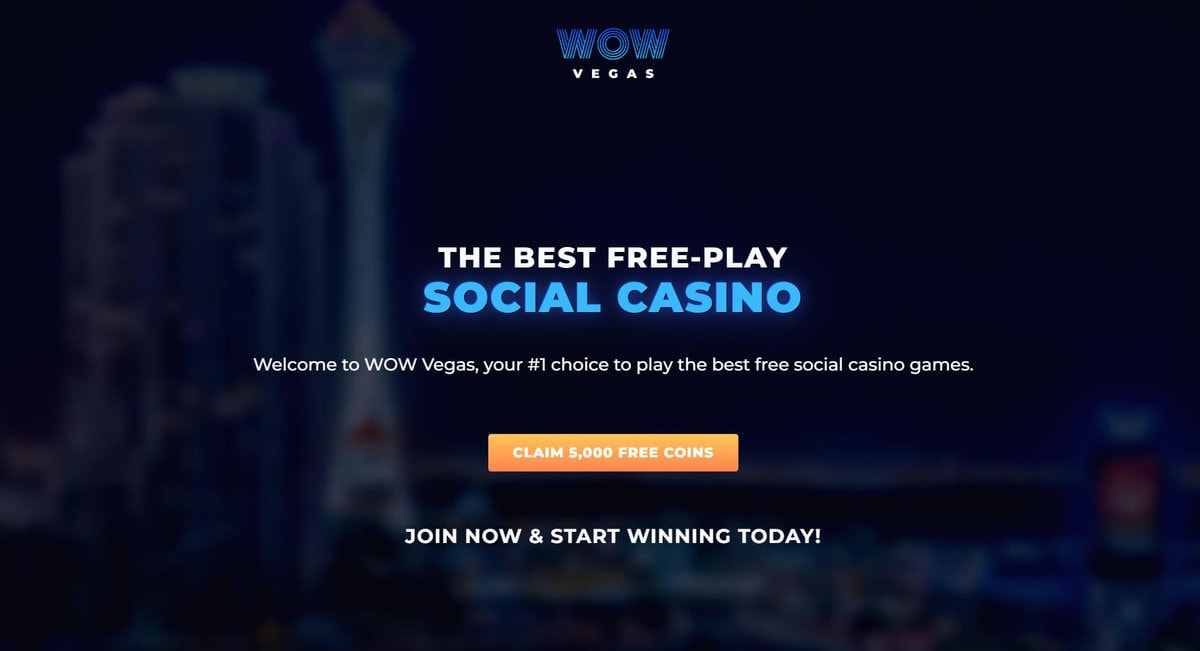 WOW Vegas Social Casino Homepage